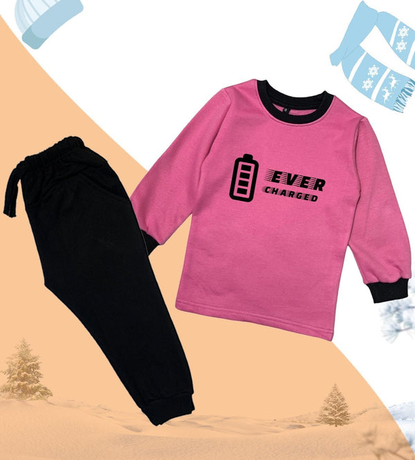 Fleece Ever Charged Tracksuit For Kids (Baby-Pink)