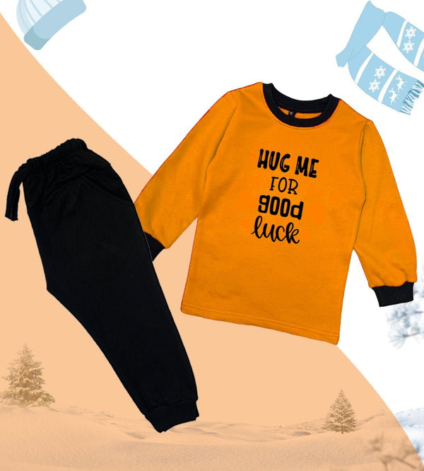 Fleece Hug Me Tracksuit For Kids (Golden)