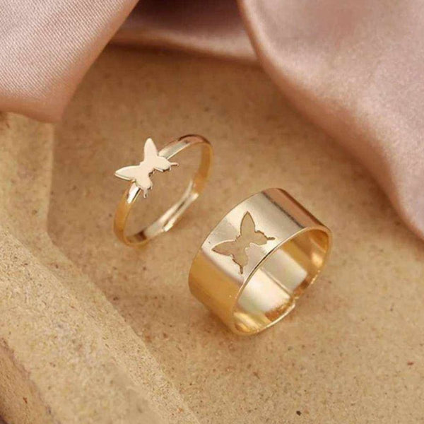 Trendy couple ring adjustable size with box