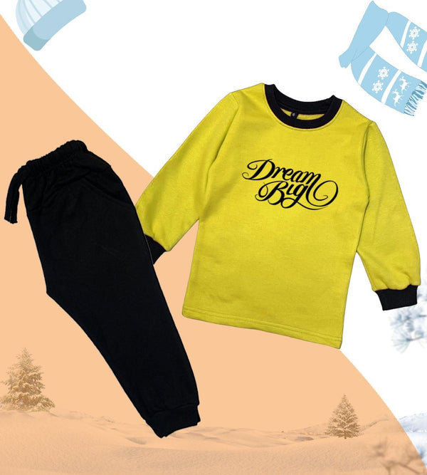 Fleece Dream-Big Tracksuit For Kids (Yellow)