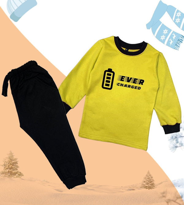 Fleece Ever Charged Tracksuit For Kids (Yellow)