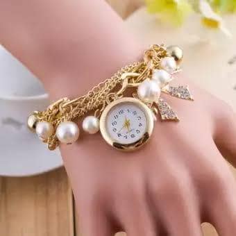 Pearls Bracelet Watch for Girls with box