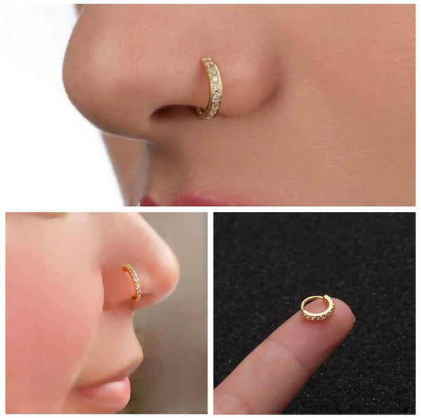 Classic Zircons Hoop Earrings Piercing Nose Rings