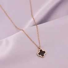 Rose Gold Black Clover Necklace with box