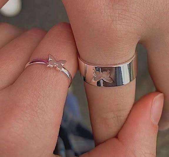 Trendy couple ring adjustable size with box