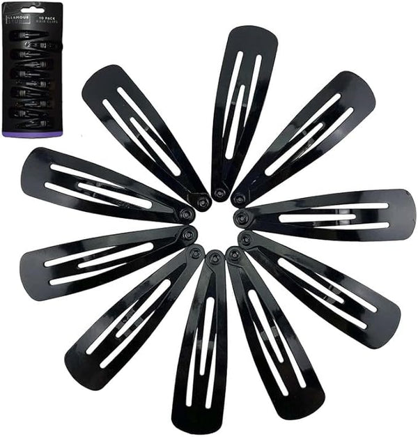 Pack of 12 Pieces of Black Snap Hair Clips