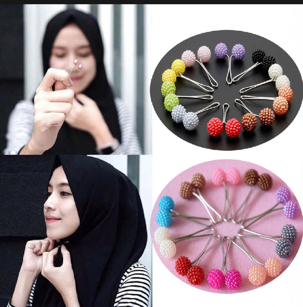 Pack of 12 Pastel Hijaabi Hijab Clips Brooch For Women(Multi colors)