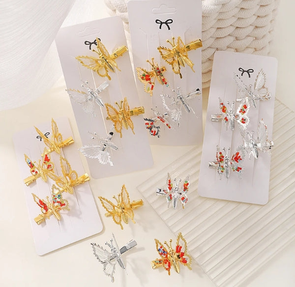 Pack of 4 The Moving Butterfly Hairpins with box