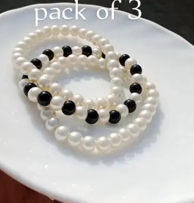 pack of 3 trendy pearl bracelets beads