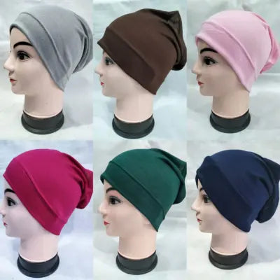 (Pack of 4) Plain Tube Hijab Caps (Random Colors)