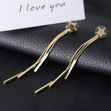 Vietnam Sand Gold Star Tassel Stud Earrings with box