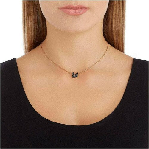 swan black neck pendant with box