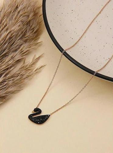 swan black neck pendant with box