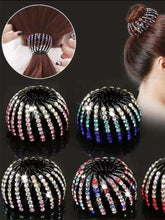 Fashion Women Bun Crystal Hair Buckle Hair Clip (Random Color)